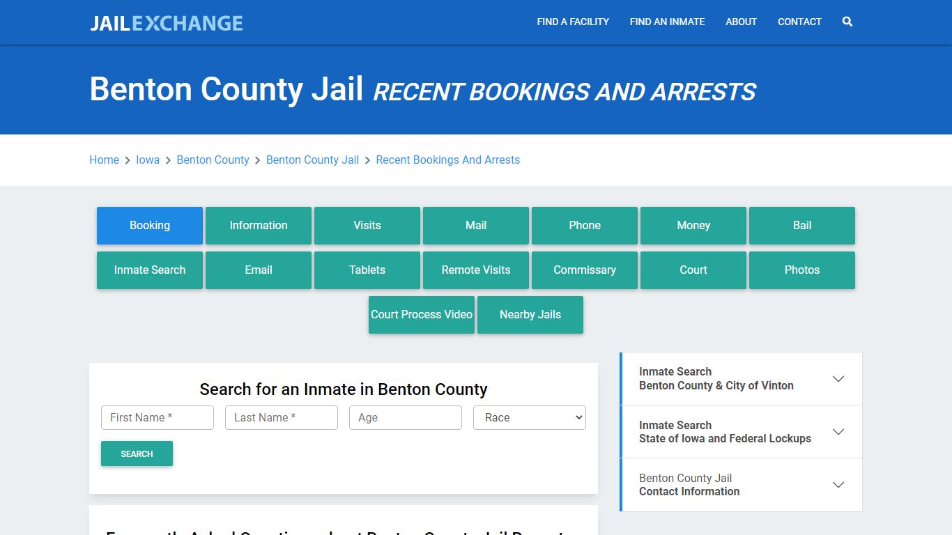 Benton County Jail IA Recent Arrests and Bookings - Jail Exchange